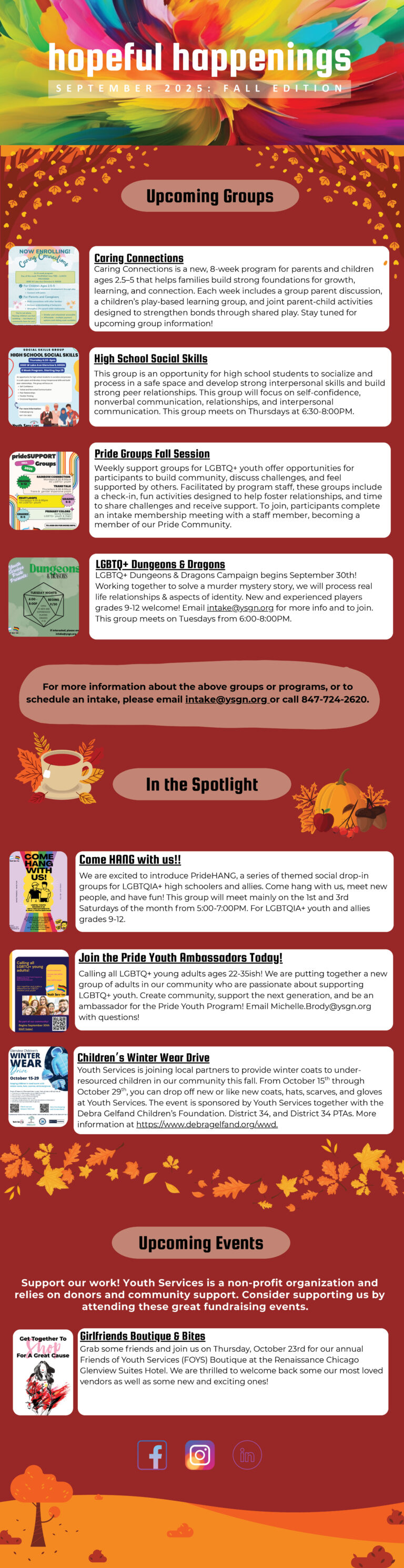 Youth Services Glenview Northbrook Newsletter September 2025