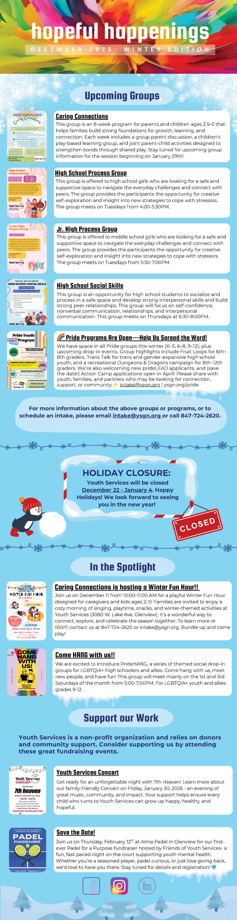 Youth Services Glenview Northbrook Newsletter December 2025