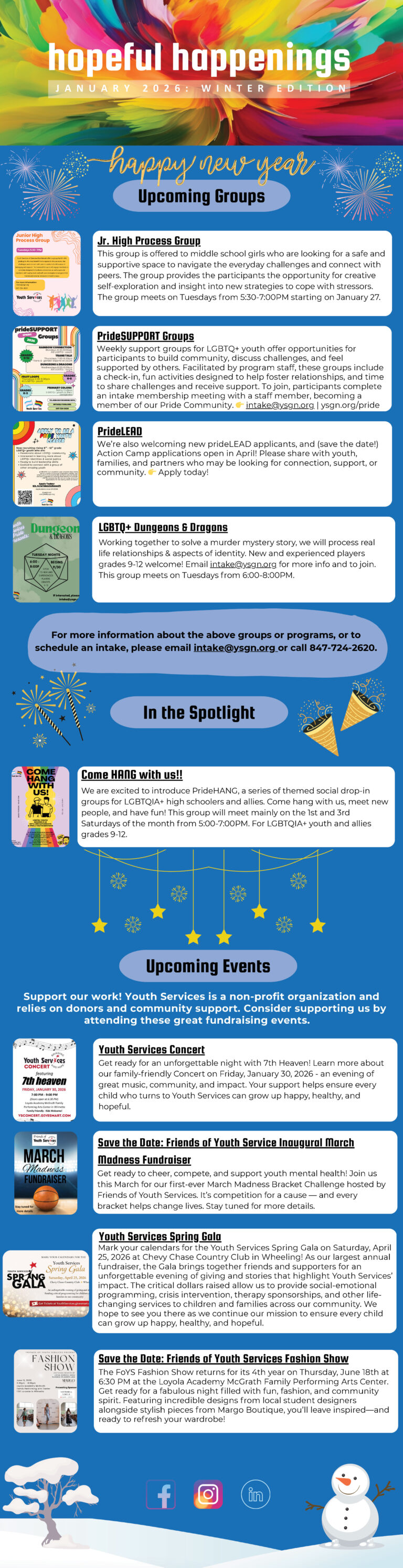 Youth Services Glenview Northbrook Newsletter January 2026