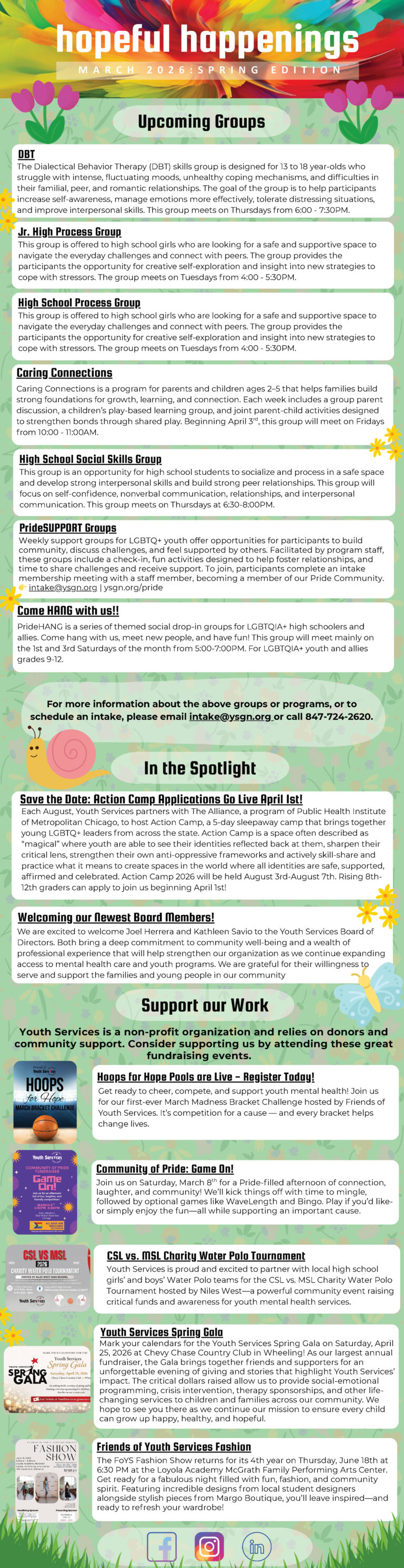 Youth Services Glenview Northbrook Newsletter March 2026